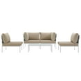 thumbnail image 5 of Modern Contemporary Urban Design Outdoor Patio Balcony Five PCS Sectional Sofa Set, Beige White, Rattan, 5 of 7