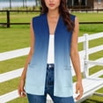 thumbnail image 2 of SZJXBUY Womens Lightweight Cardigans Plus Size Color Block Open Front Casual Sleeveless Cardigan Summer Dressy Gradient Loose Oversized Vests with Pockets Navy,S, 2 of 5