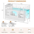 thumbnail image 2 of Mabor Twin Size Low Loft Bed with 6 Storage Drawers,Twin Loft Bed with Bookcase & LED Lights, Upholstered Headboard, Secret Play Space, Metal Bed Frame with Safety Guardrail & Inclined Ladder,White, 2 of 9