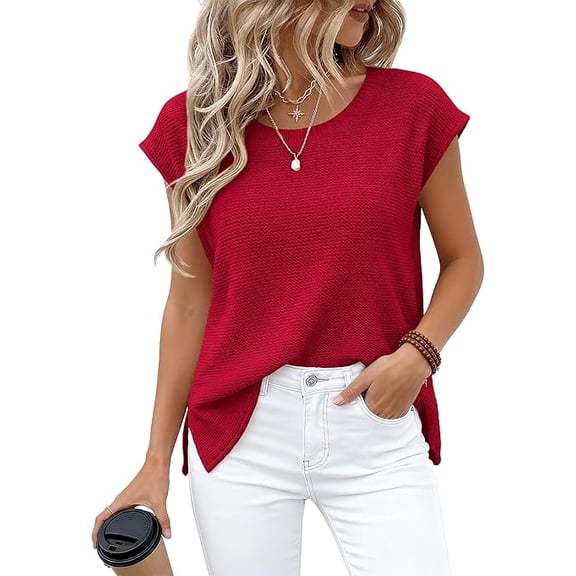 BTFBM Sweater Vest Women Spring Summer Cap Sleeve Crew Neck Casual Loose Business Tops Western Vacation Outfits