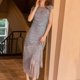 thumbnail image 4 of Vestido Midi de lentejuelas con borlas vestido de malla de verano para mujer de Color sólido traje de fiesta de baile FLhrweasw Nuevo, 4 of 9