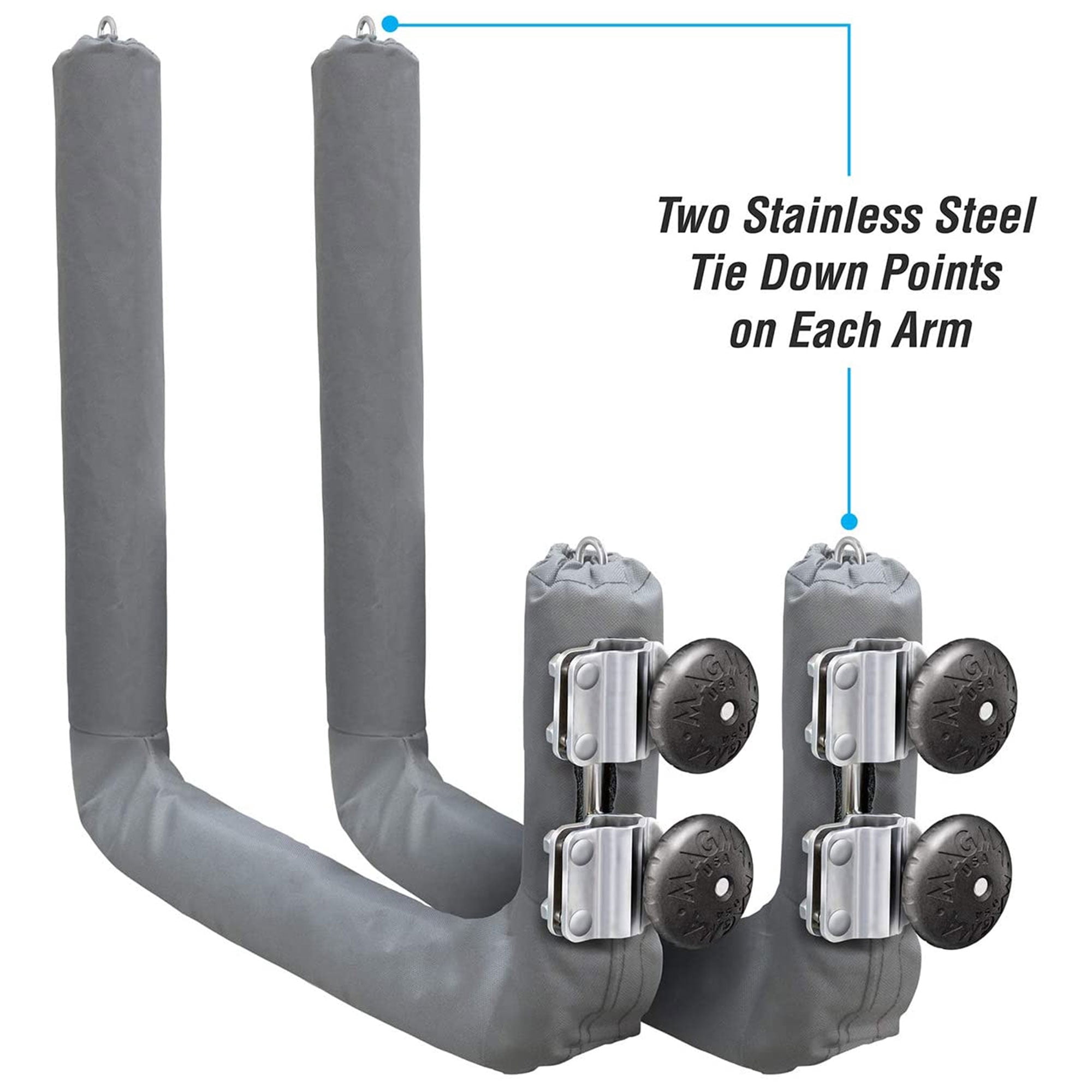 Set of 2 Gray and White Removable Rail Mounted Kayak Rack 28"
