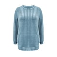 thumbnail image 5 of Sweatshirt for Women Ribbed Knit Crewneck Long Sleeve Tunic Sweater with Side Pockets Skin Friendly Everyday Outfits, 5 of 6