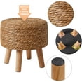 thumbnail image 5 of Foot Stool Natural Seagrass Hand Weave, 12.6" Small Ottoman, Round Footrest for Living Room, Bedroom, Entryway, Change Shoes Stool, Non-Skid Wood Legs, Boho, Natural, UHBD027N, 5 of 17