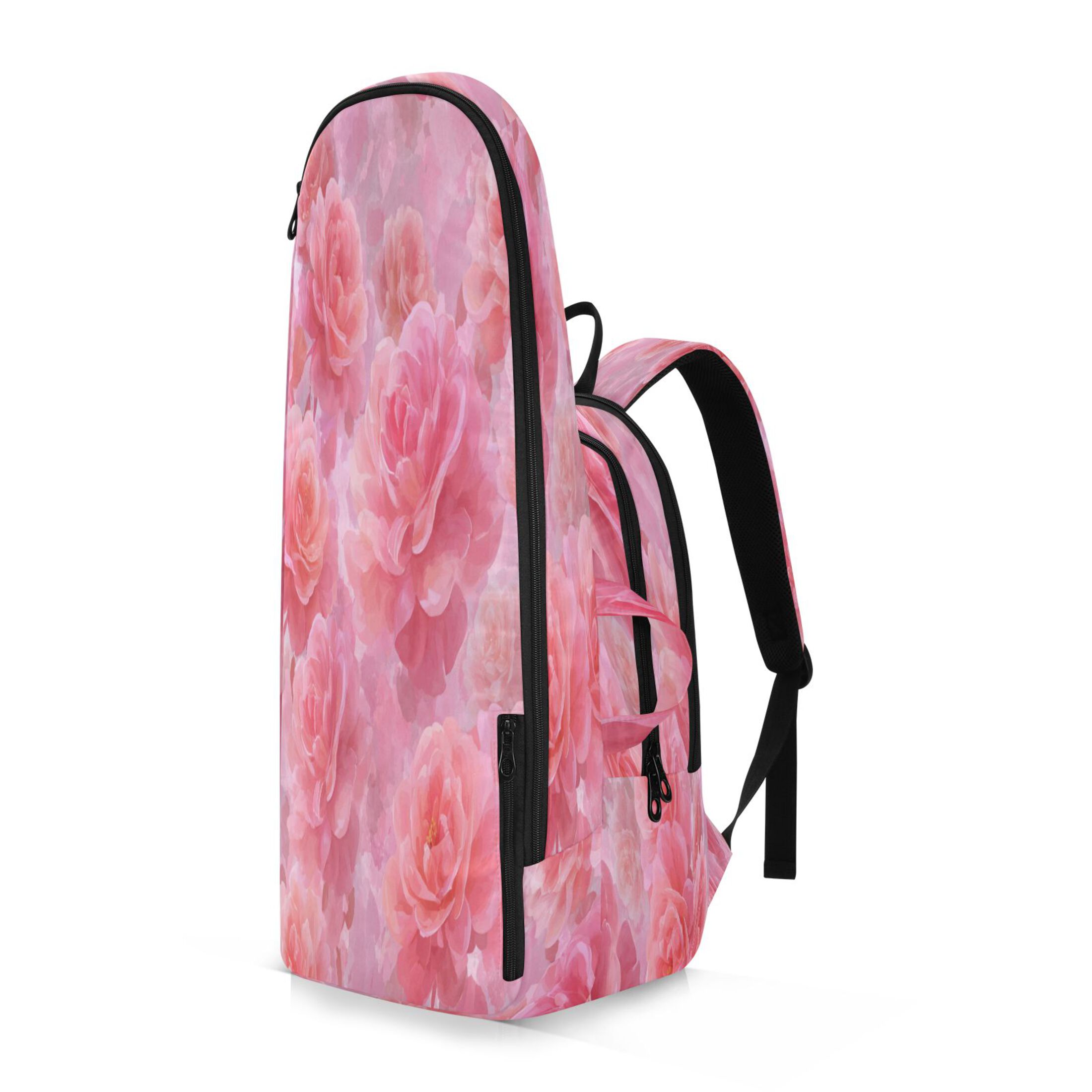 2 Racquet Holder Tennis Backpack Tennis Racket Covers Gym Bags Pale Pink Roses Pattern