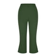 thumbnail image 5 of Minjewel Pants for Women - Summer Solid Elastic Waist Sports Yoga Pants with Zipper at Legs - Casual 7/8 Length Bottoms Capri Pants for Women,Army Green L, 5 of 7
