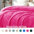 thumbnail image 4 of Exclusivo Mezcla Twin Size Jacquard Weave Wave Pattern Flannel Fleece Velvet Plush Bed Blanket as Bedspread/Coverlet/Bed Cover (90" x 66", Hot Pink), 4 of 7