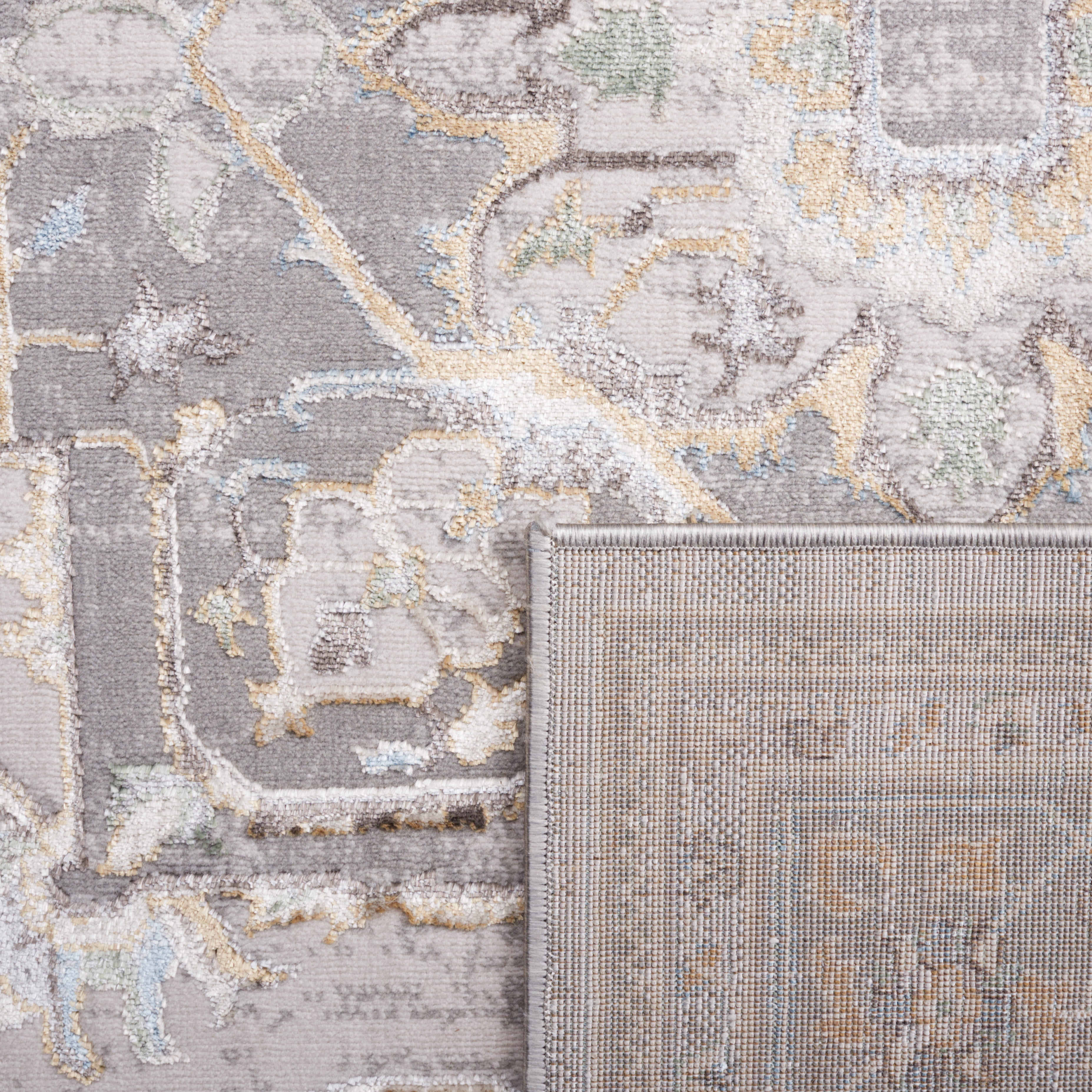 SAFAVIEH Bel Air Merlin Oriental Polyester Runner Rug, Gray/Light Gray, 2'3" x 11'