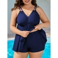 thumbnail image 4 of Asoul Plus Size Tankini Swimsuit for Womens Two Piece Bathing Suit Scalloped V Neck Tankini Top with Shorts, 4 of 8