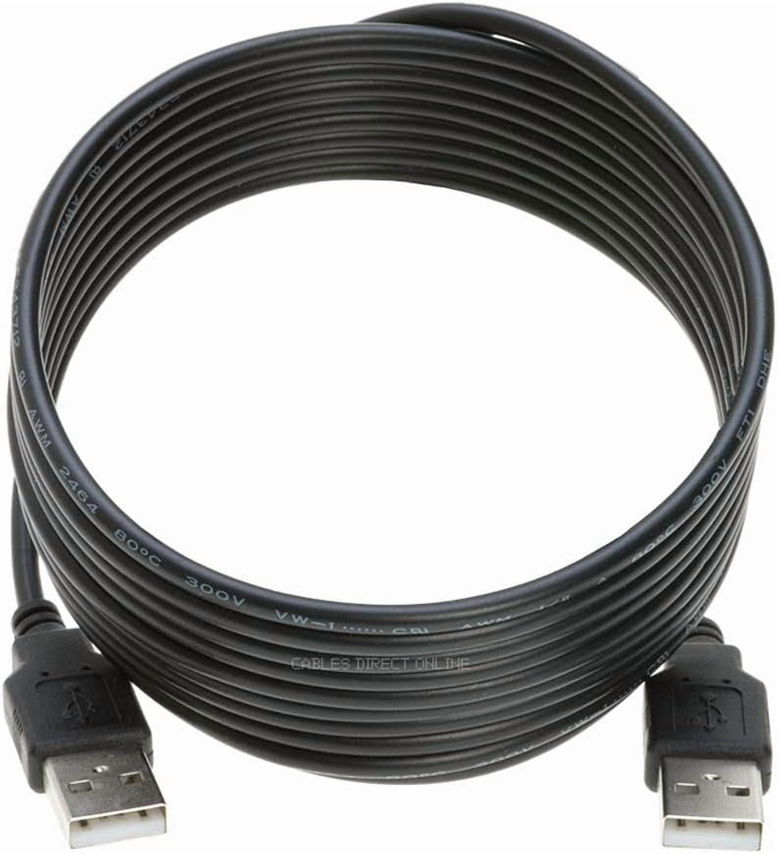 20 Pack USB 2.0 A Male to A Male Cable 15ft High Speed Data Transfer Cord Black Cables Direct Online