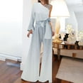 thumbnail image 2 of Lisingtool Women Dress Women's Jumpsuits Casual Long Sleeve One Shoulder Shiny Wide Leg Jumpsuit White, 2 of 9