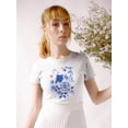 thumbnail image 2 of Artshine Blue Florals On Paper T-Shirt Women -Gabby Malpas Designs, Female 4X-Large, 2 of 4