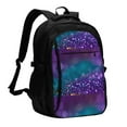 thumbnail image 1 of Disketp Purple and Green Glitter Mochila de Viaje Estampada para Laptop con Puerto de Carga USB, Mochila Impermeable para Computadora – Regalo para Hombres y Mujeres, 1 of 7
