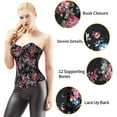thumbnail image 2 of Femmes Vintage Floral Denim Corset Bustier Haut, 2 of 6