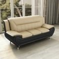 thumbnail image 2 of Uspridefurniture Sanuel 79.2" Faux Leather Pillow Top Arm Sofa, Black/Camel, 2 of 5