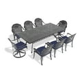 thumbnail image 4 of Hzzkey 8-Person Rectangular Cast Aluminum Patio Set with 2 Swivel Chairs,Cushions & Umbrella Hole, 4 of 11