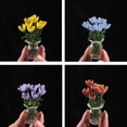 thumbnail image 7 of Mini Glass Flower Bouquet with Textured Vase, 7 Color Multicolor Wildflower Figurine, Artificial Crystal Centerpiece for Home Decor, 7 of 7
