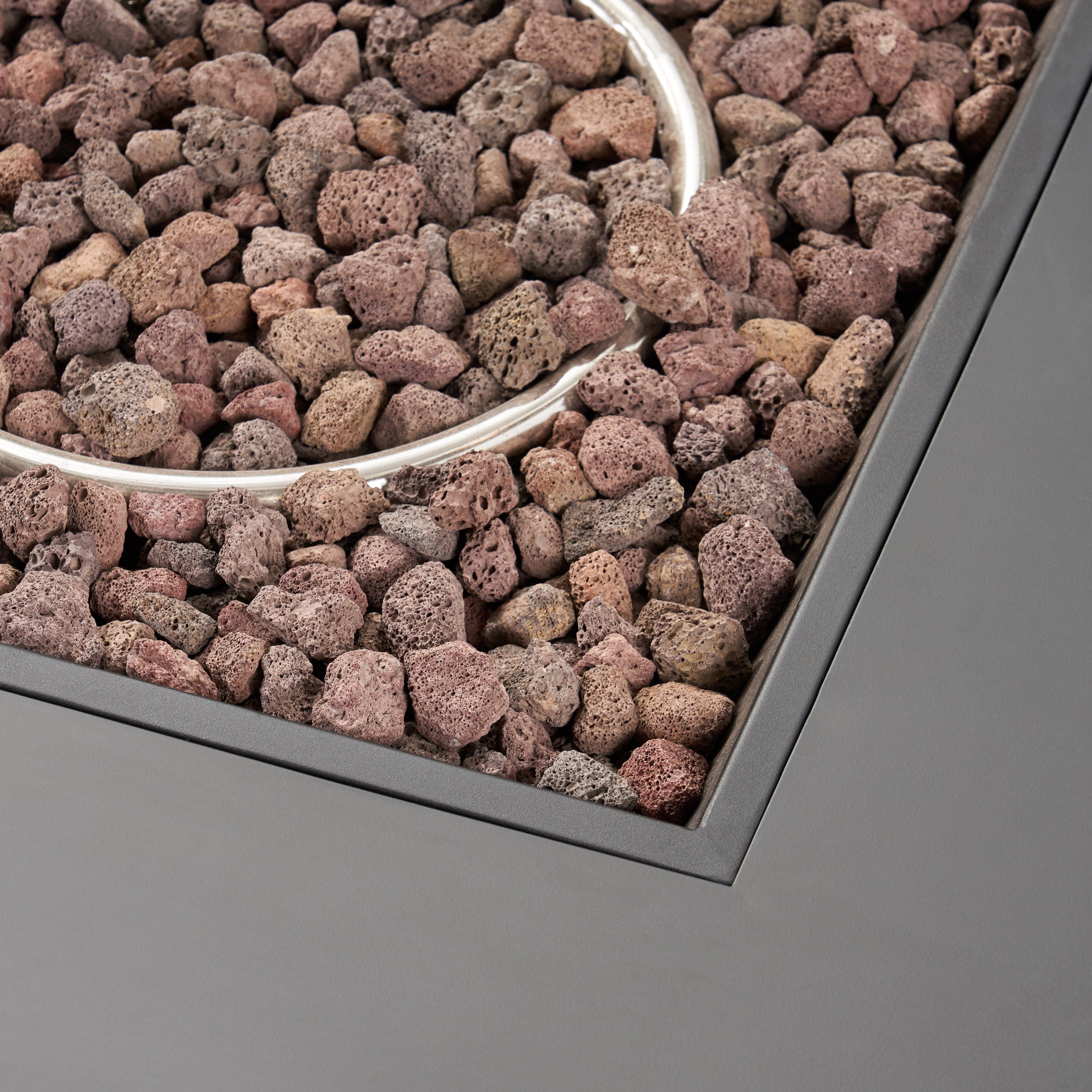 Reign Metal Outdoor 50,000 BTU Square Fire Pit (No Tank Holder), Dark Gray