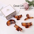 thumbnail image 4 of Paquete de 5 estilos ámbar pinzas de pelo grande para cabello grueso 3.4-4.3 pulgadas grandes clips de pelo mate para cabello fino medio marrón mariposa pinza para el pelo Feliz Sencillez, 4 of 4