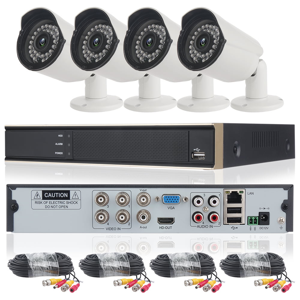 Plug and Play Remote Viewing APP DIDSeth 4CH PoE NVR Kit Video Surveillance System 4 x 720P Wired Outdoor P2P IP Camera 