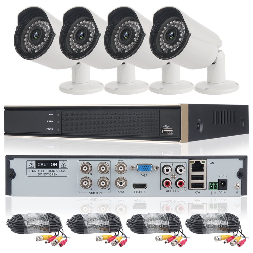 DID 4CH AHD 720P CCTV Camera Security System with 4 pcs IP Outdoor IR