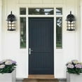 thumbnail image 5 of JONATHAN Y Cadiz 6" 1-Light Iron/Seeded Glass Cottage Rustic Scrolled Lantern LED Outdoor Sconce, Black (Set of 2), 5 of 9