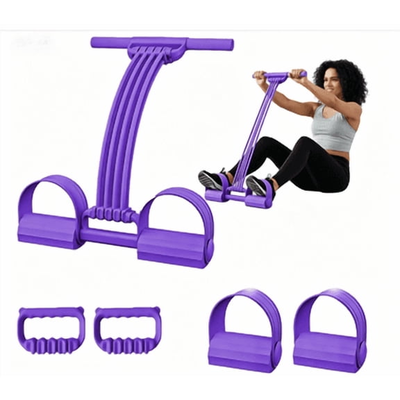  Pedal Resistance Band with Handles, 2026 New Upgraded 8-Tube Latex Fitness Tension Rope, 3-in-1 Multifunction Elastic Yoga Resistance Band for Foot Pedal Pull, Back Stretch, Chest Expand(M)