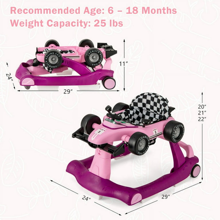 Spaco 4 in 1 Foldable Activity Push Walker with Adjustable Height Purple Baby Walker with Wheels for Boys Girls Babies Walmart