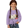 thumbnail image 3 of Xoenoiee Purple West Highland terrier Print Girls Long Sleeve Shirts Casual Crew Neck Tops Basic Tunic Blouses Tie Front Knot Tops Sweatshirt, Size 5-6 Year, 3 of 7