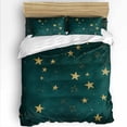 thumbnail image 2 of Gorgeous Star Queen Duvet Cover Set, Green Starry Sky 4 Piece Microfiber Bedding Set with Zipper Closure, Bed Sheet and 2 Pillow Shams, Soft Bedding Cover, 2 of 12