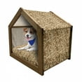 thumbnail image 1 of Vintage Pet House, Faded Watercolor Effect Print with Arts and Crafts Inspired Curled Leaves, Outdoor & Indoor Portable Dog Kennel with Pillow and Cover, 5 Sizes, Caramel and Beige, by Ambesonne, 1 of 5