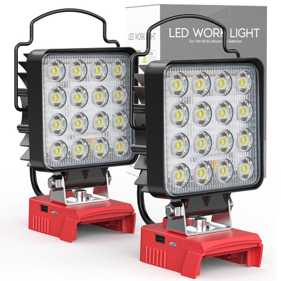 Luz de trabajo LED MTiolHig, 60 W, 6000 lúmenes, inalámbrica, 18 V, 2 unidades