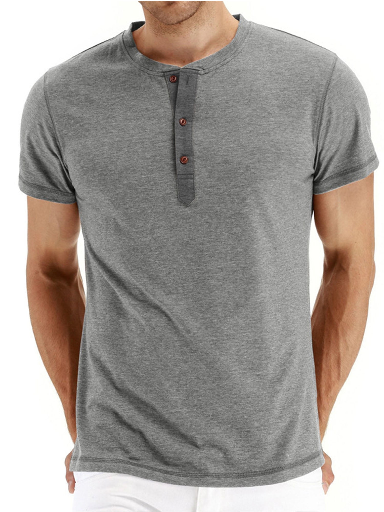 HETHCODE Men's Classic Comfort Soft Regular Fit Short Sleeve Henley T-Shirt Tee 