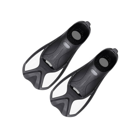 

Rotosw Kids Swim Fins Short Diving Flipper Slip On Flippers For Lap Swimming Flat Snorkeling Comfort Black White 9.5-10