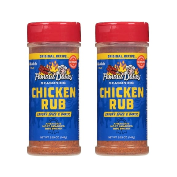 (2 Pack) Famous Dave’s Chicken Rub Seasoning, Savory Spice & Garlic, 5.25 oz