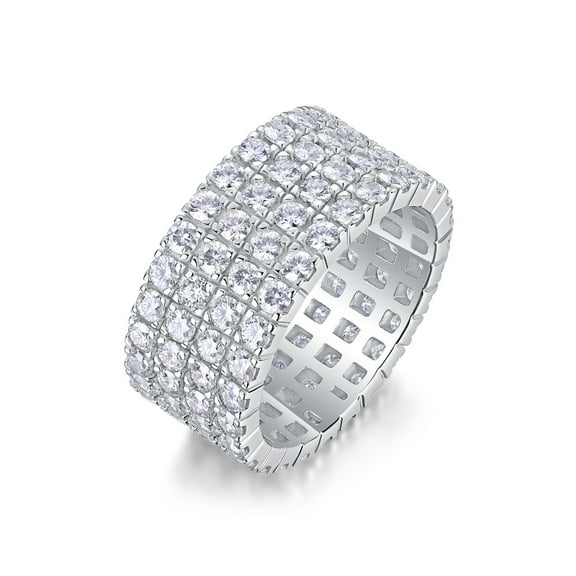 CKT Fine Jewelry S925 Sterling Silver Plated 18k White Gold Ring with 3.78 Carat Moissanite Stone, Perfect for Weddings and Engagements Women Rings