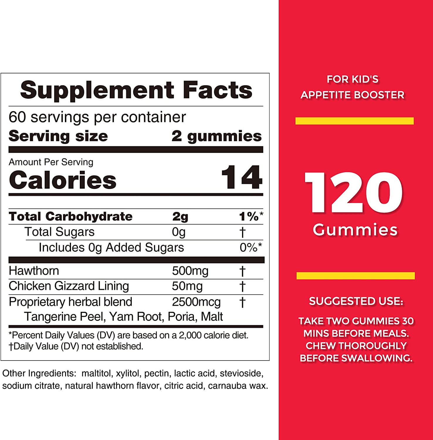 Nature's Key Appetite Booster Gummies - for Kids to Eat More, Support Appetite Stimulant and Weight Gainer -Hawthorn Flavor (120 Count, Pack of 1)