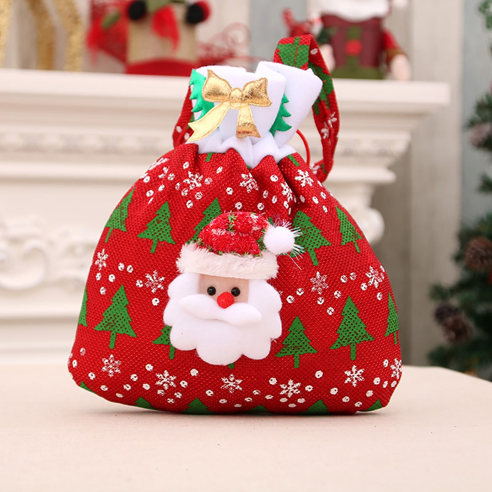 Tarmeek Christmas Decorations Christmas Gift Bag Gold Velvet Bag Santa