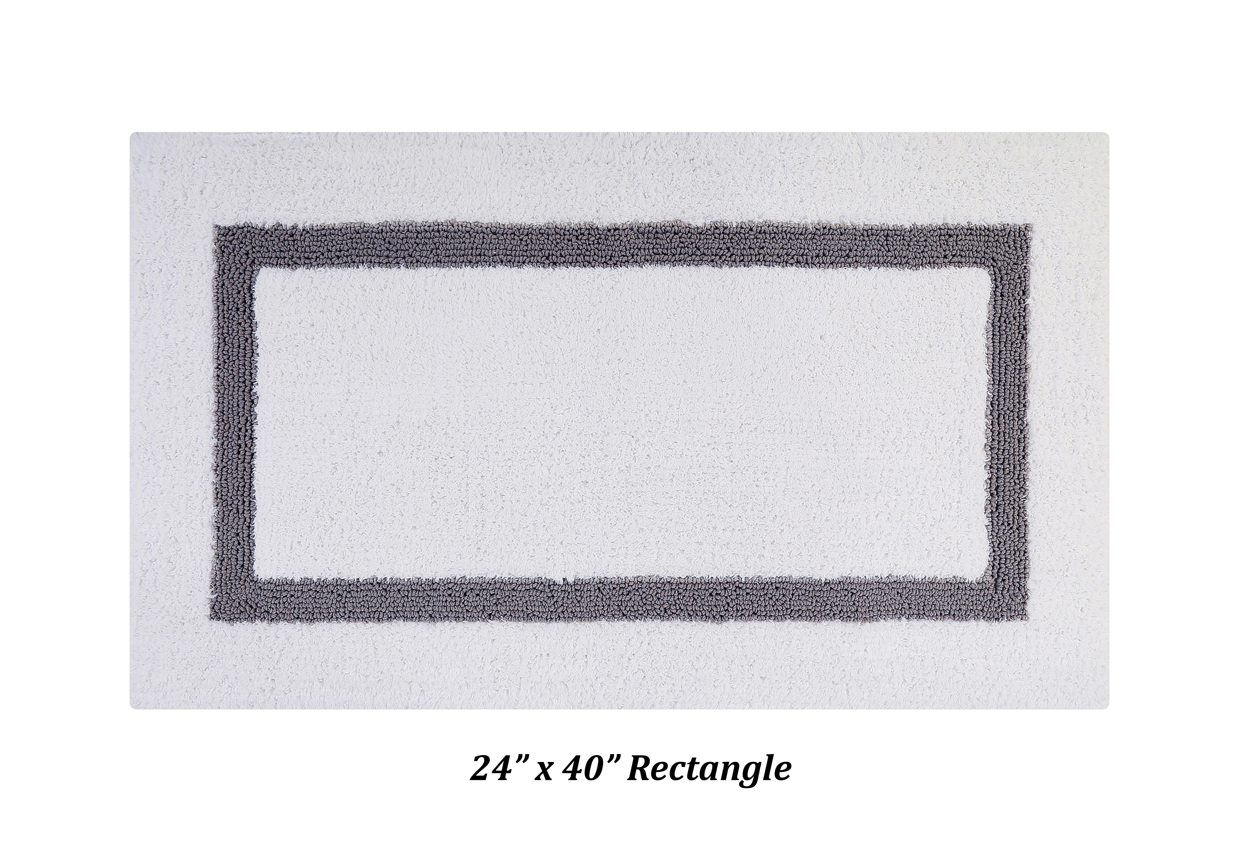 Better Trends 3 Piece Bathroom Rug Set 100% Cotton Tufted Bath Rug Soft Absorbent, Reversible Machine Washable Bathmat for Bathroom Decor, Laundry Room Hotel Collection - White/Gray