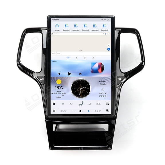 Aotsr 14.4 Inch Android 13 Car Radio for Jeep Grand Cherokee 2011-2013 Stereo Upgrade Tesla Style IPS Touch Screen Android Auto GPS Navigation Head Unit Multimedia Player