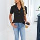 thumbnail image 4 of Xuyuer Womens Short Sleeve Collared Polo Tops V Neck Button Down Fitted Shirts Casual Fashionable Top, 4 of 9