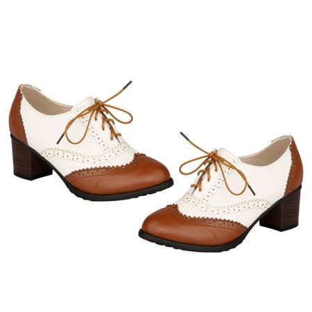 

Chunkyshoes Pumps Oxfords Heels Bootieswomens Puheel Wingtip Mary Lace Brogue Oxford Ankle