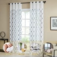 thumbnail image 3 of Topfinel White Sheer Curtains 90 Inches Long Navy Blue Embroidered Diamond Grommet Window Curtains for Living Room Bedroom, 2 Panels, 3 of 6