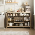 thumbnail image 7 of Sideboard Buffet Cabinet,Kitchen Storage Sideboard with Rattan Doors,Liquor Coffee  Buffet,Dining Room,Hallway,Console Table,Accent Sideboard Buffet with Adjustable Shelves & Glass Holder, 7 of 7