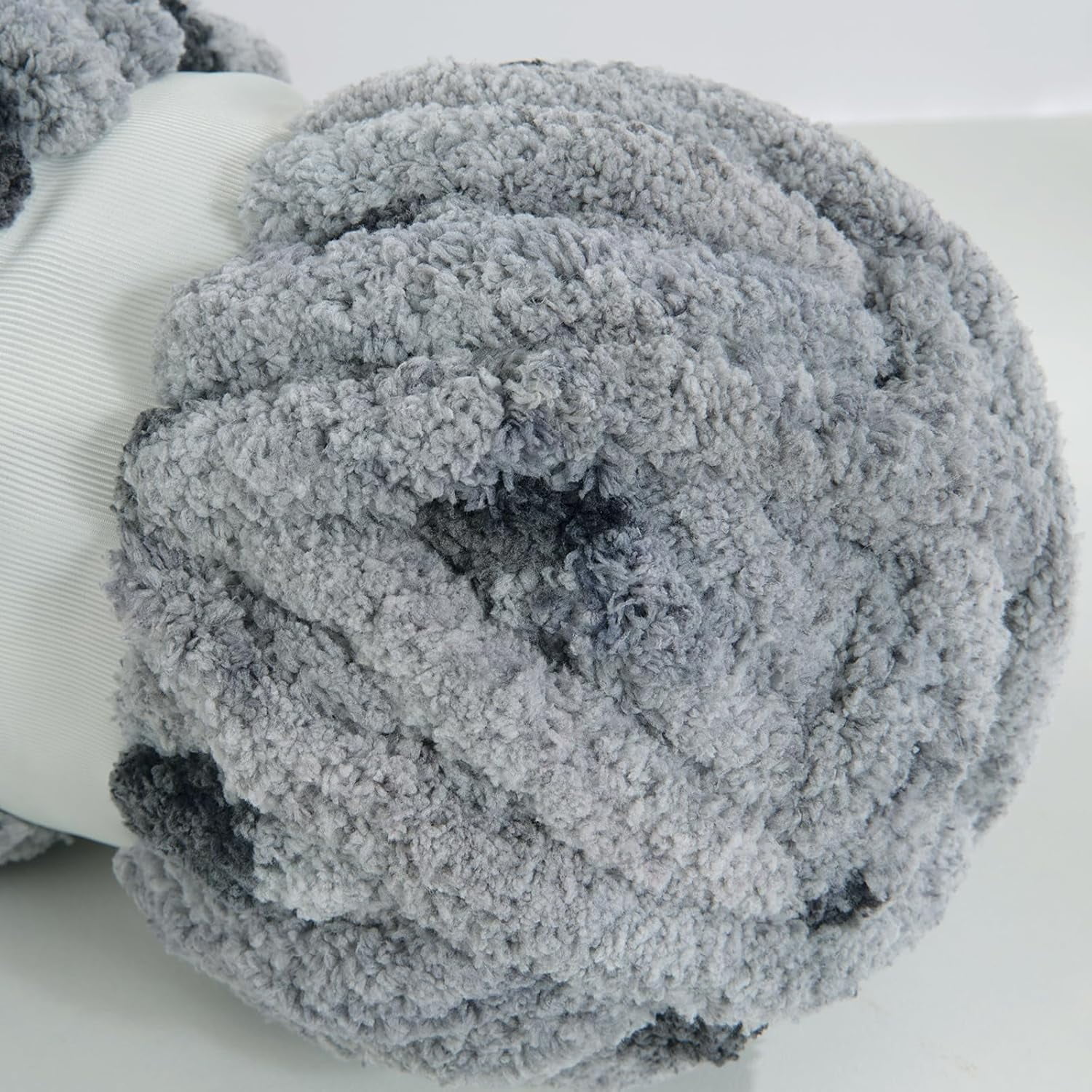 Super Bulky Giant Yarn - Chunky Chenille for Hand & Arm Knitting, Crocheting - Fluffy Plus Thick Yarn - 8 Jumbo Skeins, Grey (29 yds, 7.5 oz Each)
