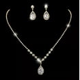 thumbnail image 1 of (Qr) Juego de pendientes y collar de cristal para novia, gargantilla de plata para novia, collares con colgante para mujeres y niñas JM, 1 of 5