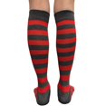 thumbnail image 4 of COUVER Women 1" Stripe Fashion Costume Knee High Socks, Charcoal / Red, 9-11, 1 Pair, 4 of 10