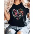 thumbnail image 1 of Camiseta Para Mujer De Verano Para Uso Diario, Viajes, DesplazamientosWomen's T-shirt Flower Heart T-Shirt, Wildflower, Flower Shirt, Sunflower T-Shirt, Valentine's Day SCamisetas de verano para muj, 1 of 6