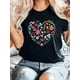 thumbnail image 1 of Women's T-shirt Flower Heart T-Shirt, Wildflower, Flower Shirt, Sunflower T-Shirt, Valentine's Day SCamisetas de verano para mujer, manga corta, cuello redondo, casual, lindo, con gráficos, camisetas, 1 of 6