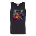 thumbnail image 2 of Wild Bobby, If You're Nice I Might Let You Live With Me Colorful Cat Animal Lover Mens Graphic Tank Top, Black, Small, 2 of 3